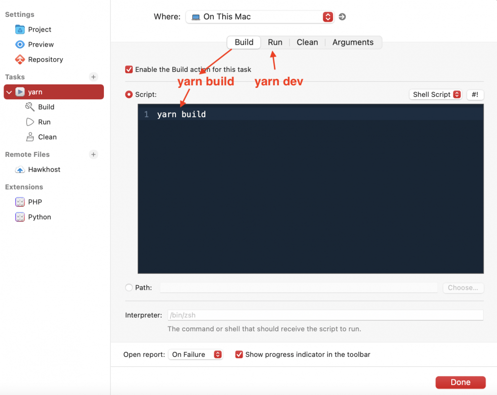 Project settings window in Nova editor